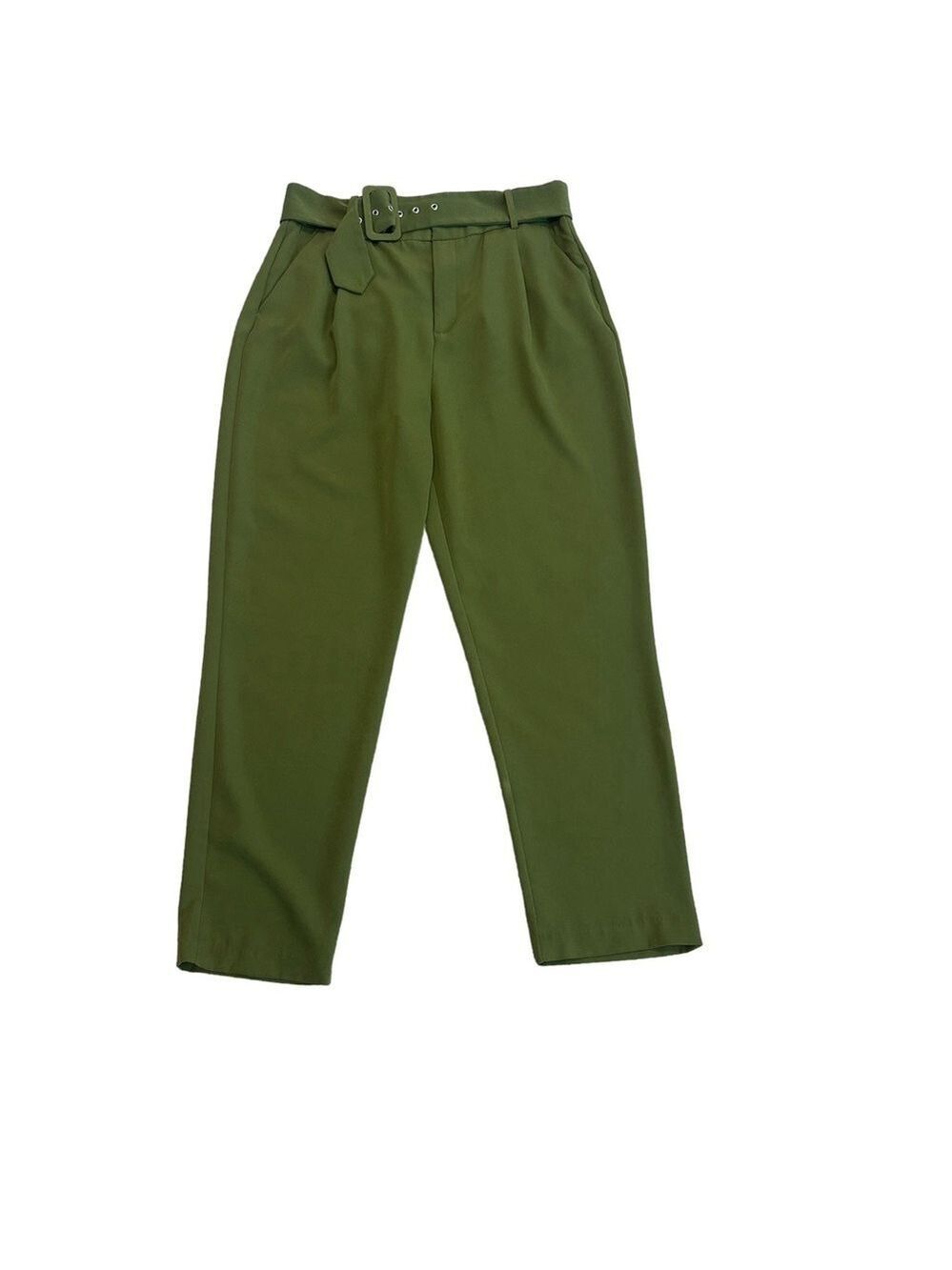 Jason Wu olive Green high waisted pleated belted ankle pants Sz 10 NWT
